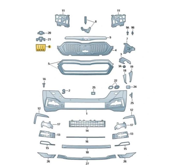 Capac grila bara fata SKODA OCTAVIA, 04.2020- model Active Cruise Control (ACC),