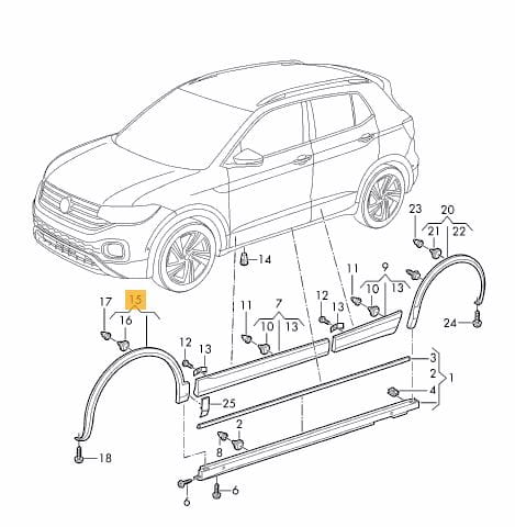 Bandou aripa fata VOLKSWAGEN T-CROSS, 01.2019-, partea Stanga, textura