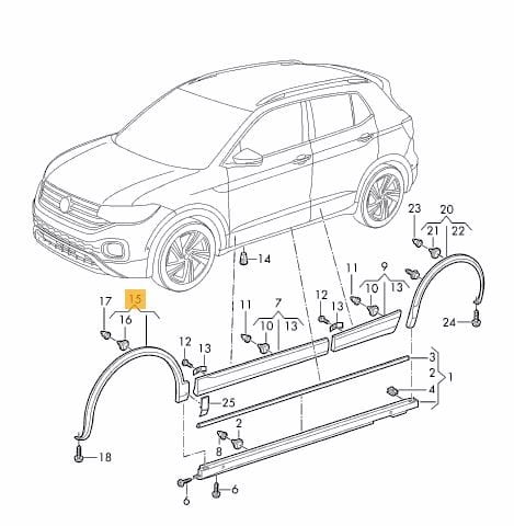 Bandou aripa fata VOLKSWAGEN T-CROSS, 01.2019-, partea Dreapta, textura