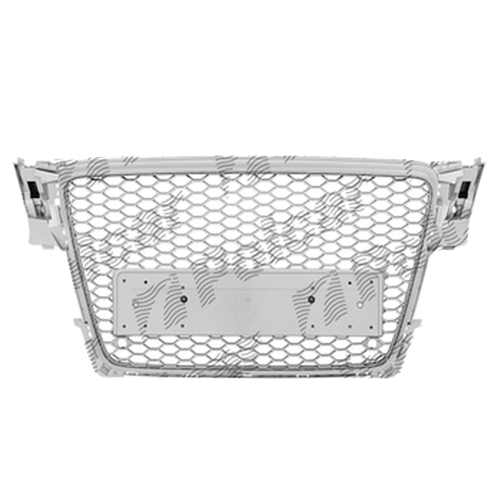 Grila masca fata AUDI A4/S4 (B8), 11.2007-10.2011,cu 2 gauri pentru Senzori de parcare (PDC); argintiu; fara emblema