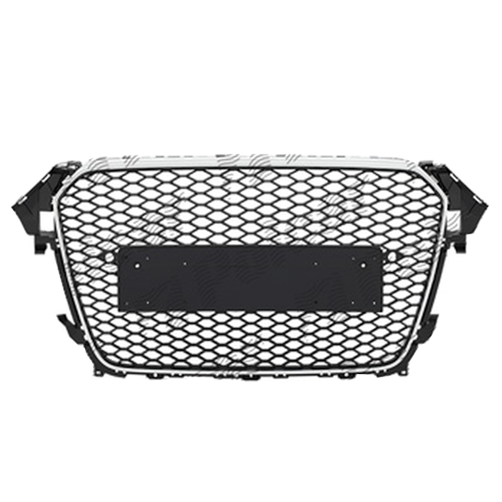Grila masca fata AUDI A4/S4 (B8), 11.2011-12.2015,cu 2 gauri pentru Senzori de parcare (PDC); cromat, Negru stralucitor; fara emblema