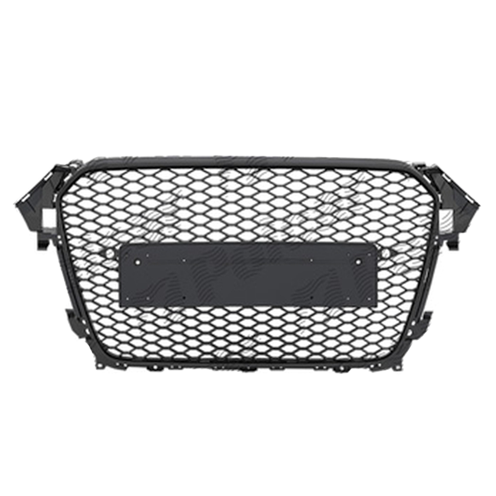 Grila masca fata AUDI A4/S4 (B8), 11.2011-12.2015,cu 2 gauri pentru Senzori de parcare (PDC); Negru stralucitor; fara emblema