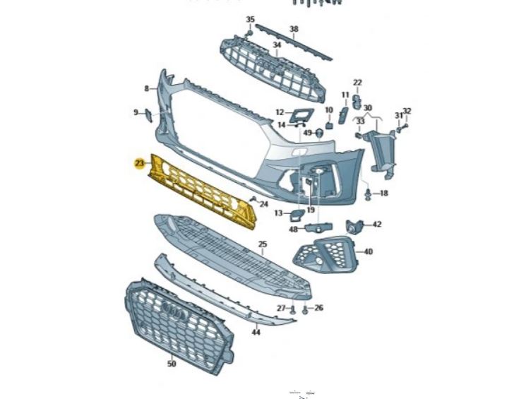 Grila bara fata AUDI A4/S4 (B9), 05.2019- model S-Line,inferior