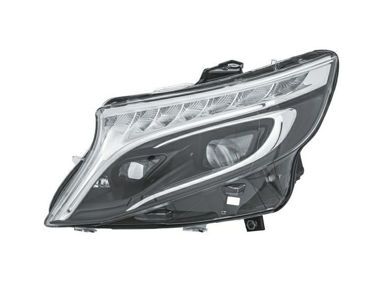 Far MERCEDES Clasa V/Vito (W447), 04.2014-, partea Stanga, HELLA, cu sistem iluminat in curba; cu "lumina timp de zi" tip LED; LED; electric; gri; fara unitate control LED; cu motor; LED; fara marcaj "MERCEDES-BENZ"