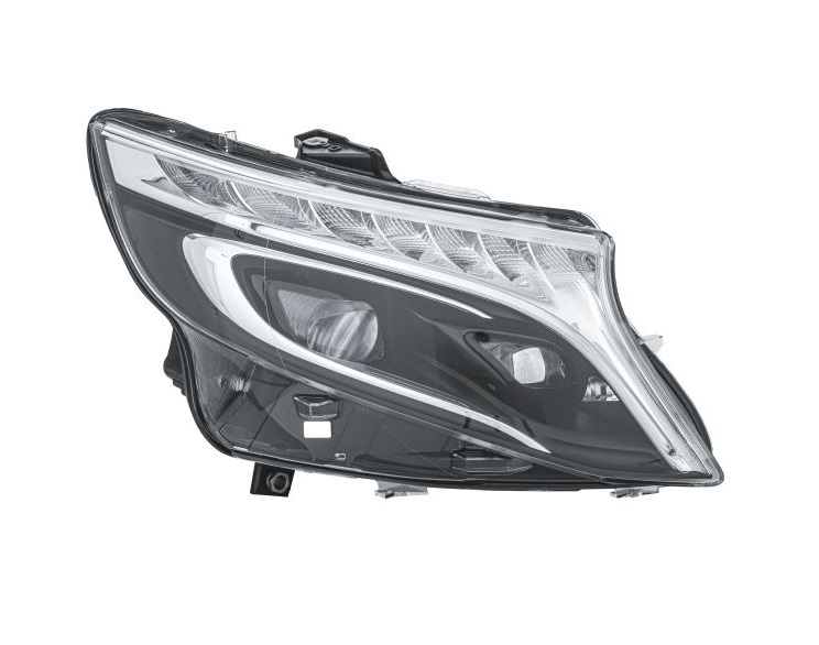 Far MERCEDES Clasa V/Vito (W447), 04.2014-, partea Dreapta, HELLA, cu sistem iluminat in curba; cu &quot;lumina timp de zi&quot; tip LED; LED; electric; negru; fara unitate control LED; cu motor; LED; fara marcaj &quot;MERCEDES-BENZ&quot;