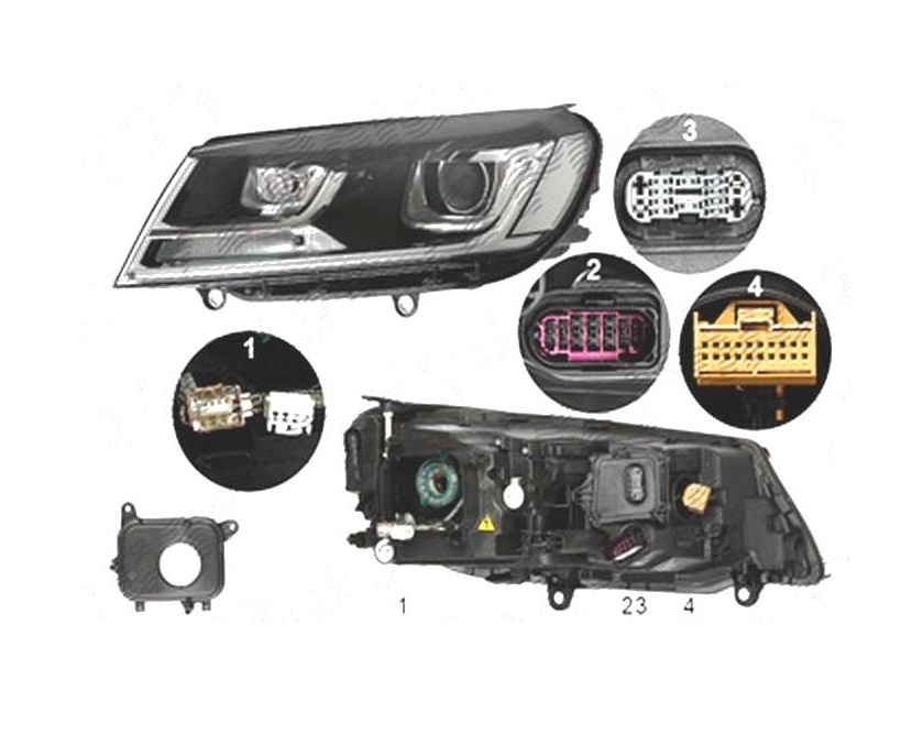 Far VW TOUAREG (7P5), 2014-2018, Stanga, HELLA, bi-xenon; cu functie mascare faruri faza lunga; cu lumina timp de zi, tip LED; D3S+W5W+WY21W; electric; fara bec descarcare; fara ballast; fara unitate control LED; cu motor; xenon; cu lumina viraje