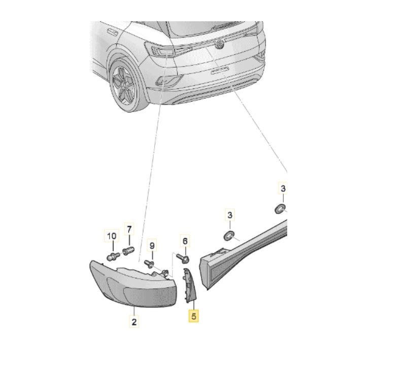 Ornament lampa spate VOLKSWAGEN ID.4, 12.2020-, partea Stanga, OEM/OES, pentru lampa exterioara;