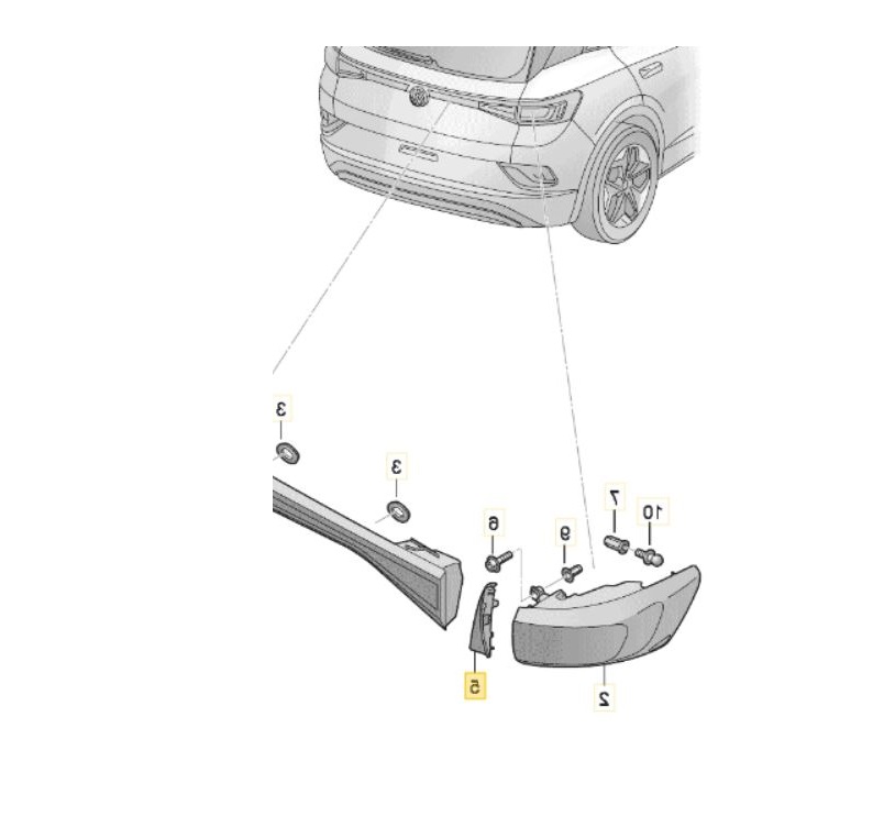 Ornament lampa spate VOLKSWAGEN ID.4, 12.2020-, partea Dreapta, OEM/OES, pentru lampa exterioara;