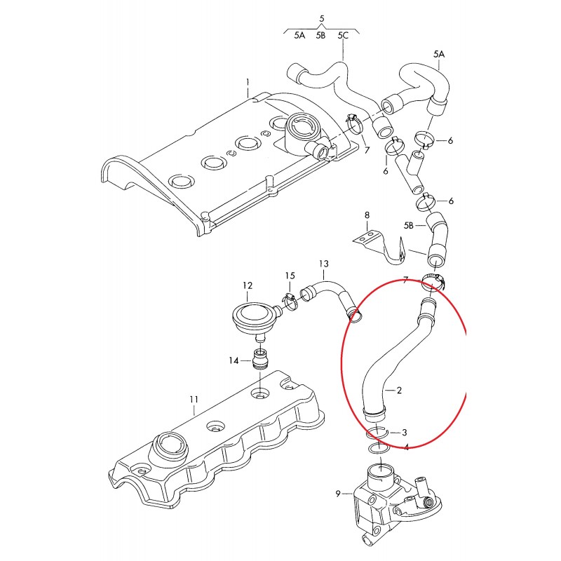 Furtun aerisire arbore cotit, Audi A3 (8l1), 1996-2006, Seat Leon (1m), 1999-2006, Toledo 1m, 1998-2006, Skoda Octavia I (1u), 1996-2010, Vw Bora (1j), Golf Iv, Motorizare 1,8,