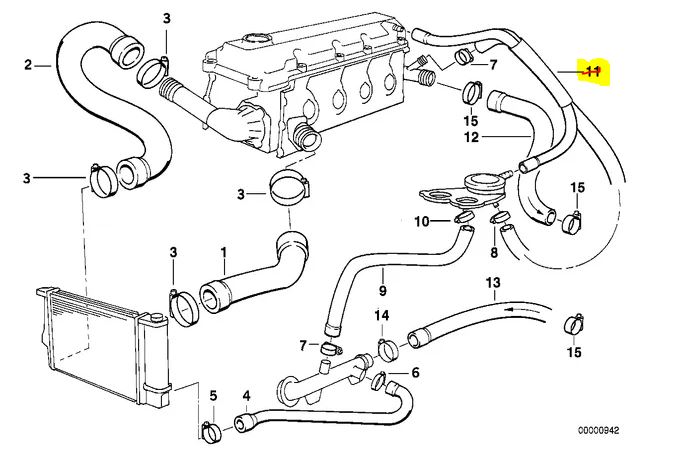 Furtun aerisire arbore cotit, Bmw Seria 3 (E36/E46), 1990-2005, Seria 5 (E34), 07.1991-07.1996, Z3 Roadster (E36), 10.1995-01.2003 Motor 316 I, 318 I, 316 G, 316 Ci, 318 Ci, 518 G, 1.8 I, 1.9 I,