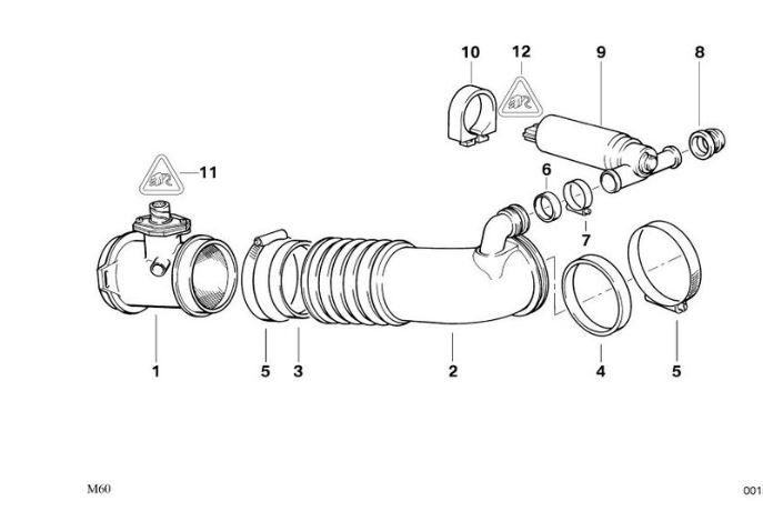 Furtun filtru aer Bmw Seria 7 E38, 03.94-11.01 Motor 730i - 3,0 V8, Plastic, OE: 13711741478; 1741478,