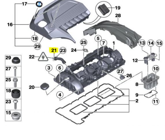 Furtun aerisire arbore cotit, Bmw Seria 1 E82/E88, Seria 3 E90/E91/E92/E93 Seria 5 (F10/F11/F07), Seria 6 (F6/F12/F13), X3 (F25), X4 F26, X5 (E70, F15, F85), X6 E71,E72/F16 Motor 135 I, 335 I, 335 Xi, 535 I, 640 I, 640 I Xdrive, Xdrive 35 I, M 40 I