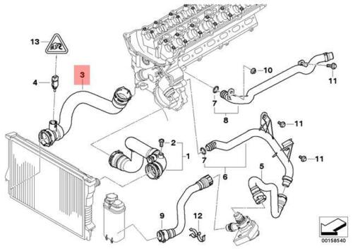 Furtun radiator Bmw X5 E53, 2000-2007 Motor 3.0 R6; 3,0i, Cauciuc, OE: 11537508688,