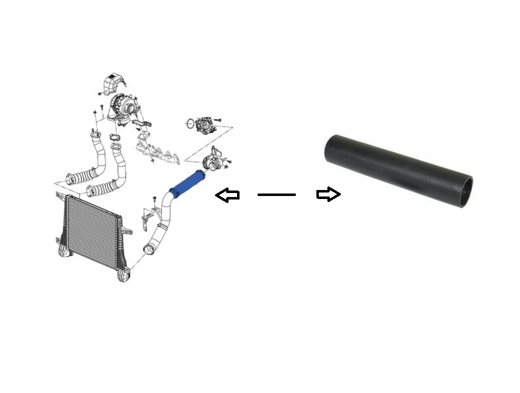 Furtun intercooler Chevrolet Captiva, 03.2011-; Opel Antara, 12.2010-12.2015 Motor 2.2 D; 2.2 Cdti, Cauciuc, 55/55 Mm, OE: 22737400; 4819364; 4820968; 835107; 835108; 95047790; 95383819; 95909219,