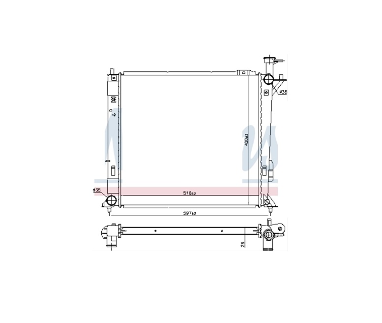 Radiator apa Hyundai Santa Fe, 2012-2018 Motor 2,0/2,2 Crdi, Cv Manuala, Aluminiu/Plastic Brazat, Oem/Oes (Halla/Hannon), OE: 253102w750; 253102w770,