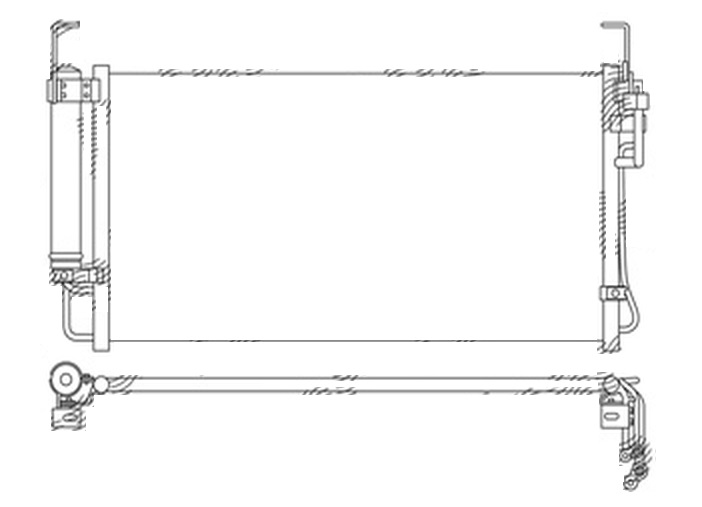 Condensator AC Hyundai Trajet, 1999-2008 Motor 2.0/2.7 V6 Benzina; 2.0 Crdi, Aluminiu/Aluminiu Brazat, 710(655)X345x16, Cu Uscator Filtrat, Priza: 8,4 Mm, Cuplaj intrare: 12,9 Mm, Tip Gaz: R134a, tehnologie cu curgere paralela,