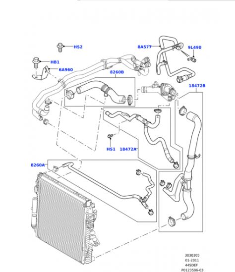 Furtun radiator Incalzire Land Rover Discovery/Lr3, 2004-2009; Range Rover Sport, 2005-2013 Motor 5,0 V8, OE: Pch500954; Pch500955,