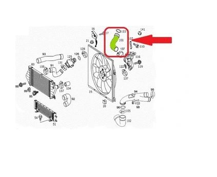 Furtun intercooler Mercedes M Klasse (W163), 98-05, Cauciuc, 50 Mm, OE: 1635016182; A1635016182,