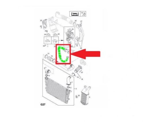 Furtun intercooler Opel Astra H, 02.2007-05.2014; Zafira, 2005-2015; Motor 1,7 Cdti, Cauciuc, 40/40 Mm, Cu Coliere, OE: 13223595; 13306652; 835724; 835887,