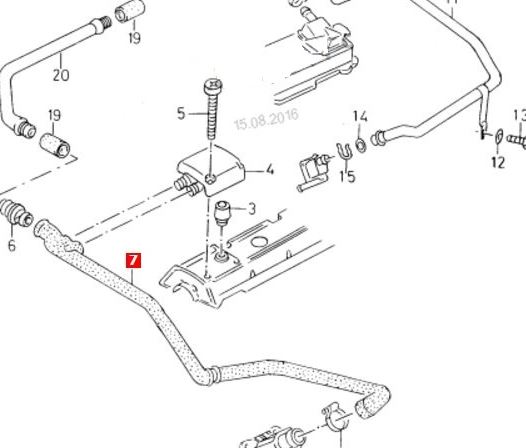 Furtun aerisire arbore cotit, Seat Cordoba (6k1, 6k2), 02.1993-12.2002, Ibiza Ii (6k1), 03.1993-05.2002, Toledo, 1991-1999, Vw Golf Iii (1h1), Passat, 09.1979-12.1997, Vento (1h2), Motor 2.0 I, 2.0 I 16v, 2.0,