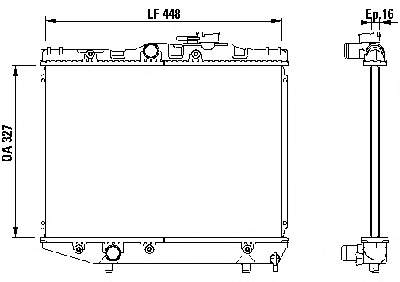 Radiator apa Toyota Starlet, 1984-1989 Motor 1,0/1,3 Benzina, Aluminiu/Plastic Brazat, 448x325x16, SRL, OE: 1640010010; 1640010011; 1640010020; 1640010021,