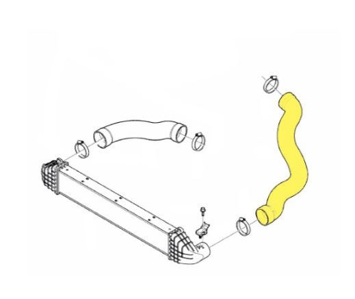 Furtun intercooler Volvo S60/V60, 2010-2019; S80, 2006-2015; V70, 2007-2016; Xc60, 2008-2017; Xc70, 2007-2016 Motor 2.0 D/2.0 D3/D5; 2.4 D/2.4 D5, Cauciuc, 60/60 Mm, Cu Coliere, OE: 30792545,