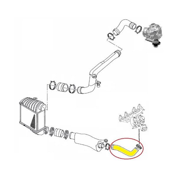 Furtun intercooler Audi A3, 1996-07.2001; Leon, 1999-2005; Toledo, 1999-2005; Skoda Octavia, 1996-2010; Vw Bora, Golf Iv, 1997-2003; Polo Classic/Variant (Kombi), 1996-2001 Motor 1.9 Tdi, Cauciuc, 35/35 Mm, OE: 1j0145828b,