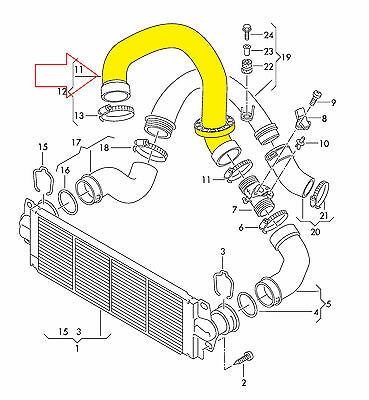 Furtun intercooler Volkswagen Transporter T5, 2009-2016 Motor 2.0 Tdi, Cauciuc, 62/62 Mm, Cu Coliere, OE: 7e0145980,