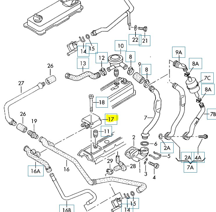 Separator ulei, Seat Cordoba (6k1, 6k2), 02.1993-12.2002, Ibiza Ii (6k1), 03.1993-05.2002, Toledo, 1991-1999, Vw Corrado, Golf Iii, 1989-1998, Golf Iv Cabriolet (1e7), Passat (B4), 1988-1997, Vento Motor 2.0 I, 2.0, 2.0 Syncro (1hx1), 2.0 Syncro,