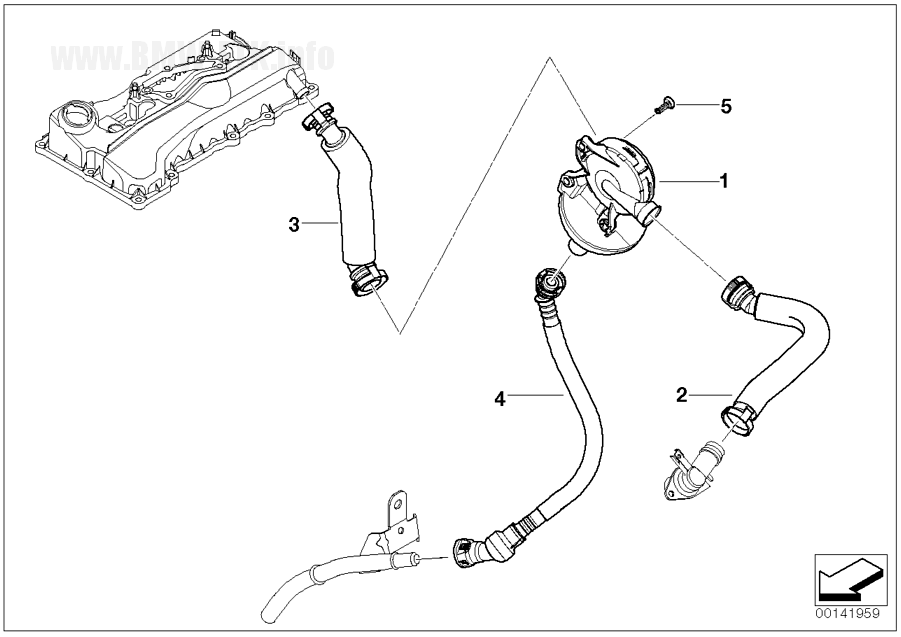 Separator ulei, Bmw Seria 1 (E87), 02.2003-01.2013, 3 (E90), 02.2004-02.2012, 3 Touring (E91), 12.2004-12.2012 Motor 118 I, 318 I,