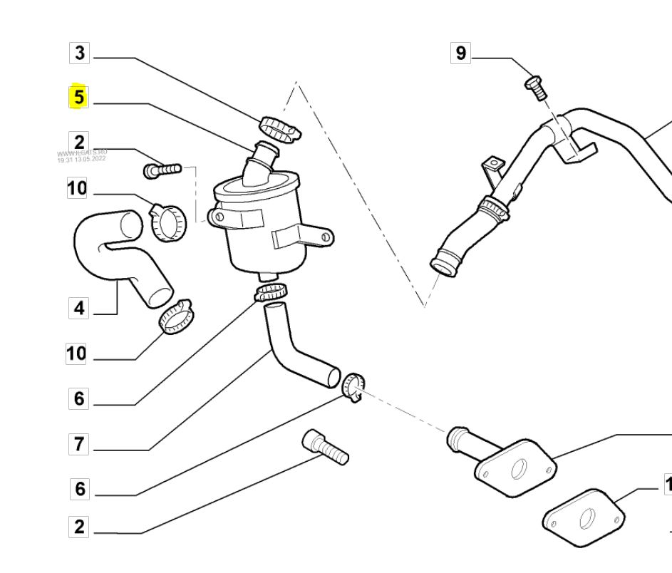 Separator ulei, Alfa Romeo Mito, 2008-, Fiat 500, 2007-, Doblo, 2001-, Fiorino, 2007-, Grande Punto (199), 2005-, Idea, Linea, 2006-, Panda (169_), Punto (188_), 1999-2012, Qubo, Strada, 1998-, Lancia Musa, Ypsilon Motor 1.3 D Multijet, 1.3 Jtd,