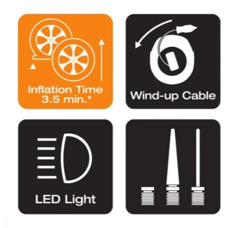 Compresor auto 12V Osram 6,9 bar, cu conector furtun pentru statie aer comprimat, 12 V; cu display digital, 219x200x88 mm ,