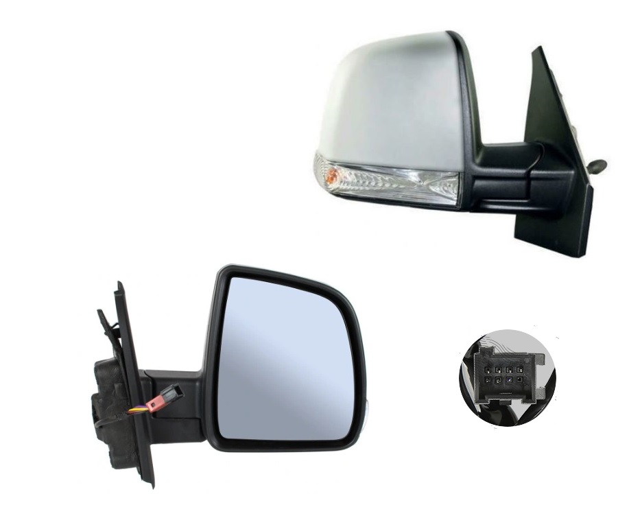Oglinda exterioara Opel Combo, 11.2011-2015, Dreapta, TOUR, reglare electrica; grunduita; incalzita; geam convex; cromat; senzor temperatura; 8 pini; cu semnalizare, View Max