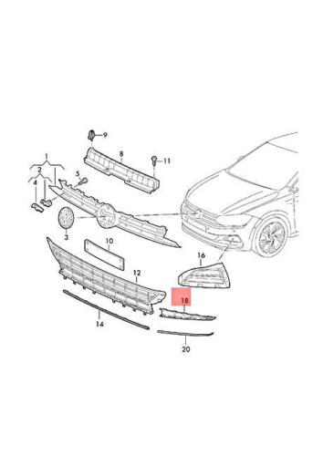 Bandou bara protectie VW Polo, 09.2017-, Fata, partea Stanga, cromat, Aftermarket