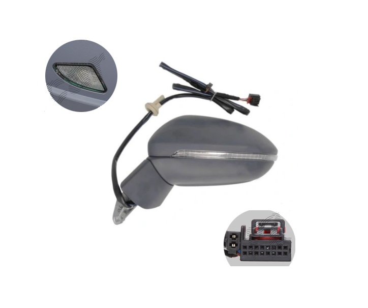 Oglinda exterioara Volkswagen Golf Sportsvan, 02.2014-, Stanga, reglare electrica; grunduit; incalzita; geam asferic; cromat; pliere electrica; 11 pini; cu semnalizare; brat oglinda grunduit, cu lampa perimetru, View Max