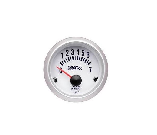 Ceas indicator presiune ulei Sumex Race Sport, alb, 52mm 12V, 0-7 bar, iluminat