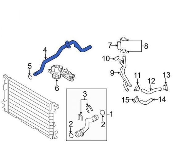 Furtun radiator, AUDI A4 (B8), 11.2007-2015; A5, 10.2011-01.2017; A6 (C7), 10.2008-09.202018; A7 (4G), 10.2010-2018; Q7, 05.2010-08.2015, Plastic,