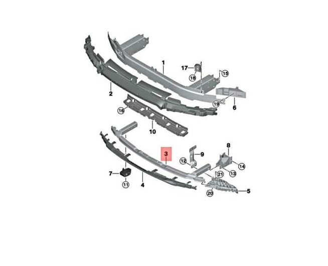 Intaritura bara fata BMW Seria 5 (G30/G31), 05.2017-08.2020, aluminiu; cu ACC; inferior
