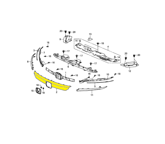 Ornament grila HONDA ACCORD (USA), 10.2017-, fata, , cromat/negru, model versiune USA