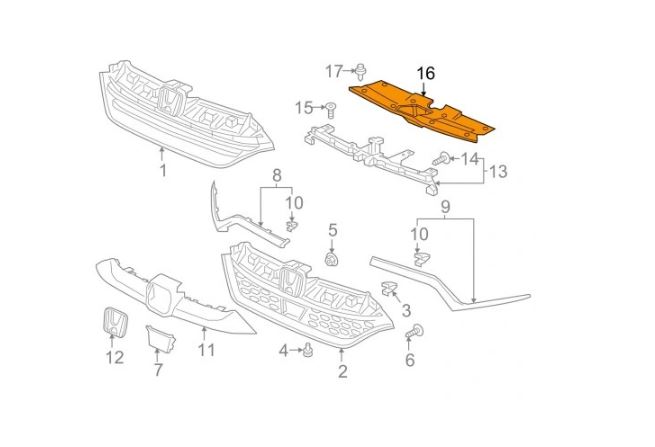 Ornament fixare superioara panou fata HONDA CR-V (RW), 12.2016-