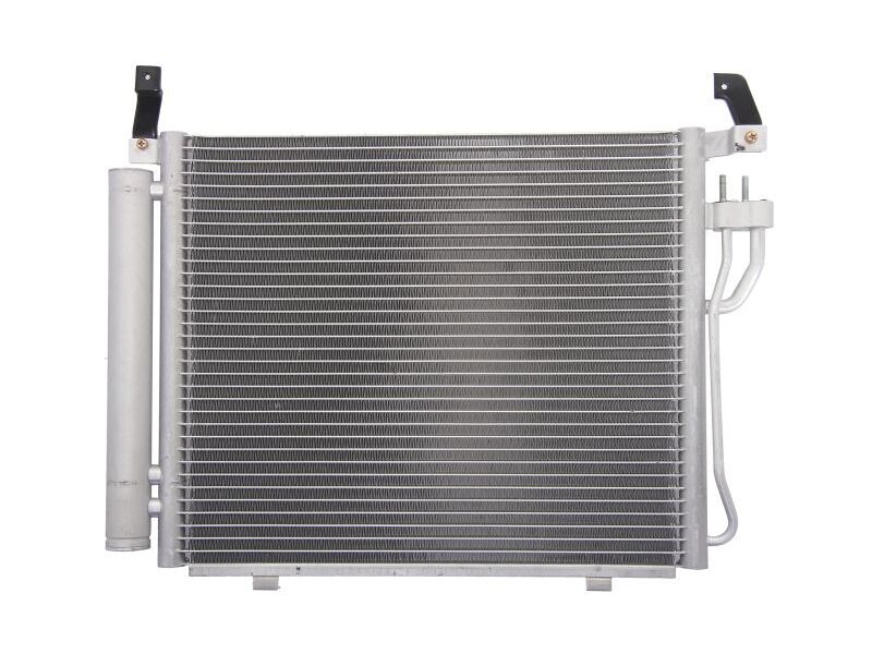 Condensator climatizare AC, HYUNDAI I10, 01.2008- motor 1,1; 1,2; I10, 01.2011- motor 1,0 benzina, aluminiu/ aluminiu brazat, 480(430)x362(351)x18 mm, cu uscator si filtru integrat