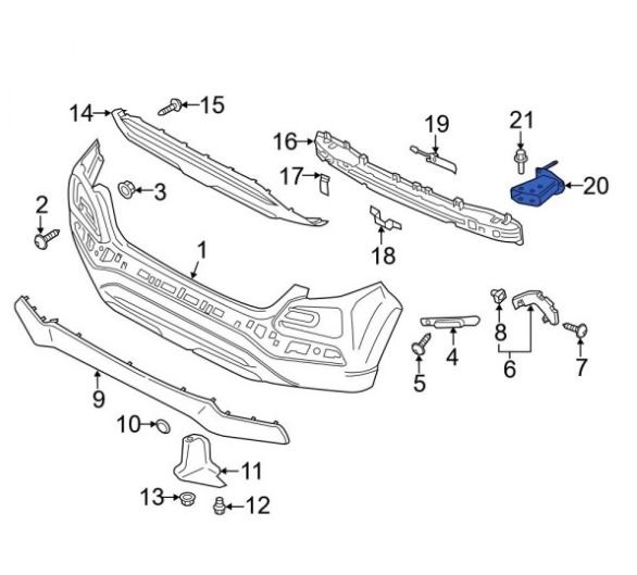 Element fixare armatura bara spate HYUNDAI KONA, 10.2017-, partea stanga