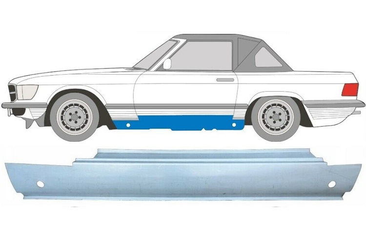 Prag metalic MERCEDES Clasa SL/SLC (R107), 01.1971-09.1989, partea stanga, otel galvanizat, model C