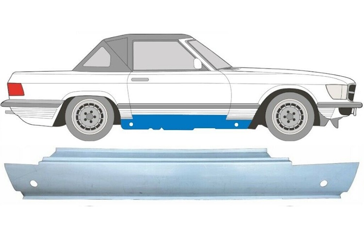 Prag metalic MERCEDES Clasa SL/SLC (R107), 01.1971-09.1989, partea dreapta, otel galvanizat, model C