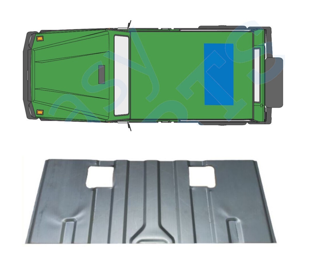 Panou reparatie podea spate MERCEDES Clasa G (W460) 05.1979-08.1989; Clasa G (W461/463) 09.1989-09.2018, mediu; otel 1,00 mm, otel galvanizat, model 3 usi