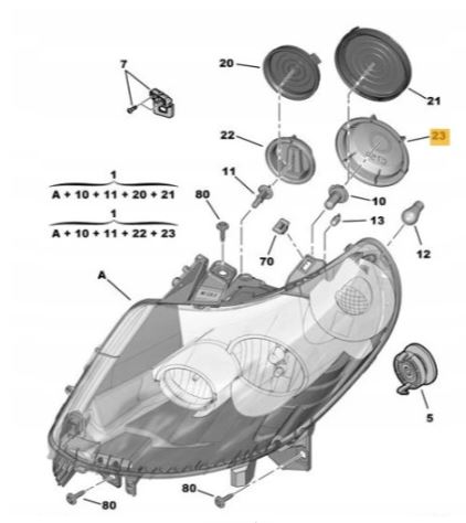 Capac far ALFA ROMEO 159 (939), 2005-2012, Citroen JUMPER (250), 2006-2014, Audi A6 (C6), 2004-2008, Peugeot BOXER (250), 2006-2014; Fiat CROMA (194), 2005-2010; DUCATO (250), 2006-2014, stanga=dreapta, OEM/OES, plastic; rotund