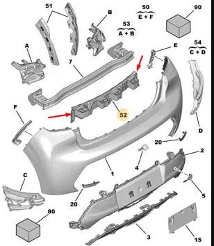 Absorber bara spate, armatura PEUGEOT 208, 06.2019-, plastic