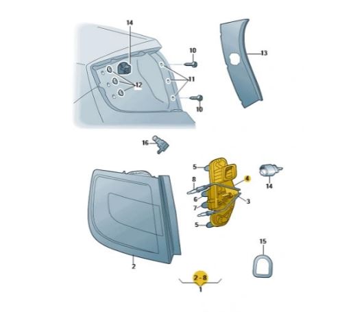 Soclu bec lampa spate SKODA RAPID (NH), 10.2012-, partea dreapta, OE, tip bec P21/4W+tip bec P21W+PY21W, model liftback