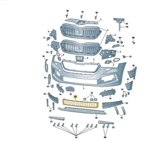 Grila bara fata SKODA SCALA, 04.2019-, centru