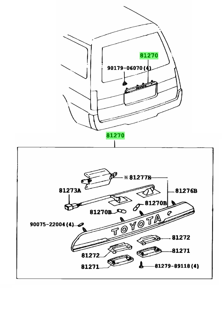 Ornament haion TOYOTA HI-ACE (LH102/LH108), 1989-1995; HI-ACE (GRANVIA), 08.1995-01.2006, Portbagaj, , negru